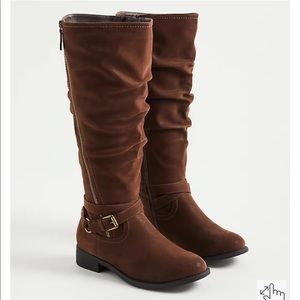 Torrid brown oil suede size zip knee boot size 7